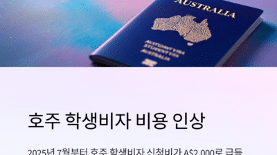 호주 학생비자 신청비인상 (2025년 7월)